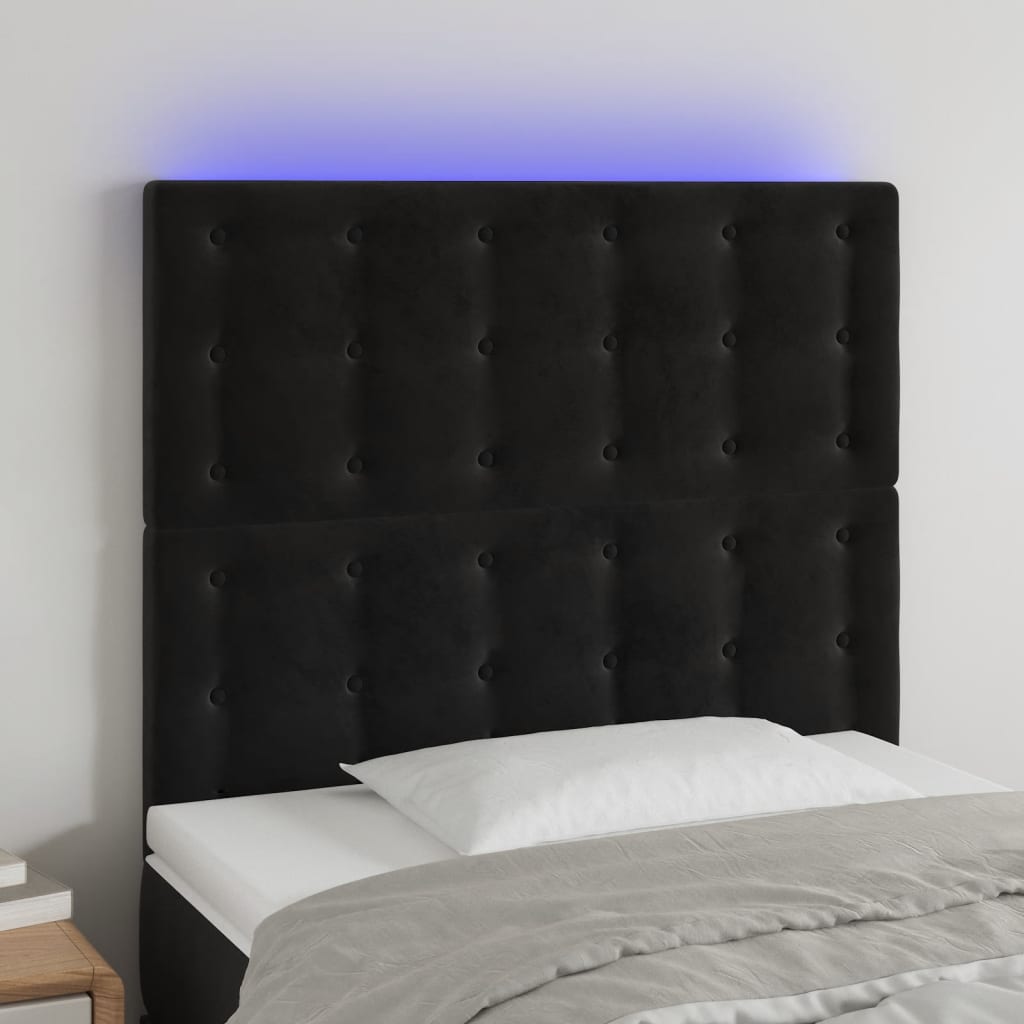 LED-voodipeats, must, 90x5x118/128 cm, samet