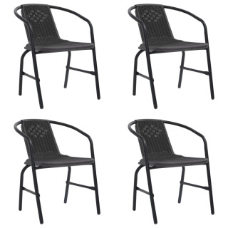 Комплект садовых стульев 4 шт, пластик, ротанг и сталь, 110 кг