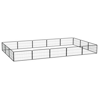 Собачий вольер из 16 панелей, черный, 100x50 см, сталь с порошковым покрытием