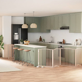 Складная калитка для собак с дверью, 12 панелей, 960 см, тополь