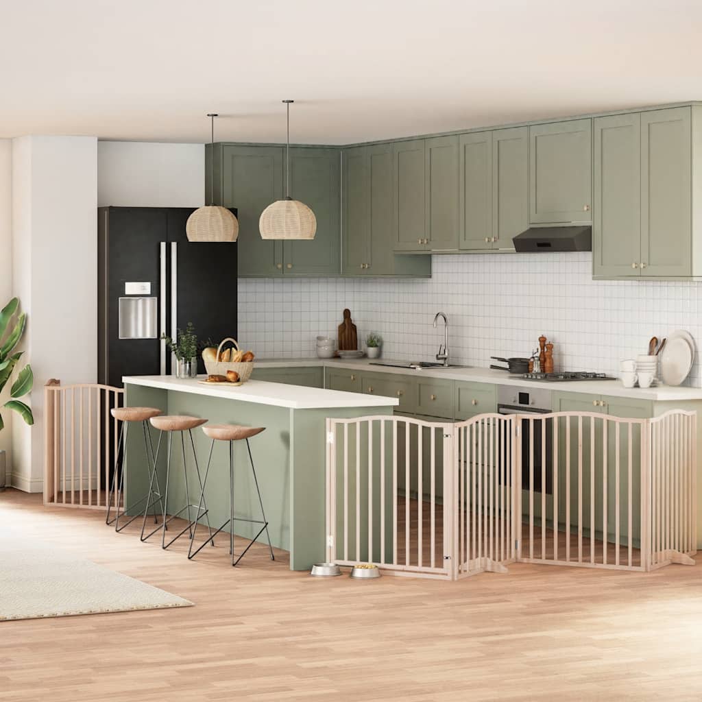 Складная калитка для собак с дверью, 8 панелей, 640 см, тополь