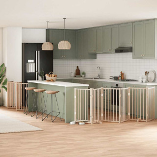 Складная калитка для собак с дверью, 12 панелей, 600 см, тополь