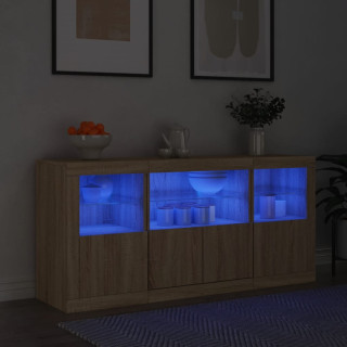Puhvetkapp LED-valgustusega, Sonoma tamm, 142,5 x 37 x 67 cm
