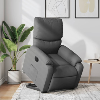 Электрическое кресло-реклайнер с поддержкой подъема, темно-серое, тканевое