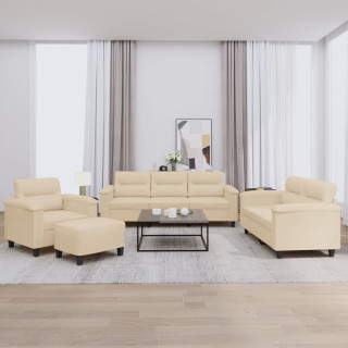 4-osaline diivanikomplekt patjadega, kreemikas mikrofiiber