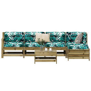 6-osaline aiadiivani komplekt, immutatud männipuit