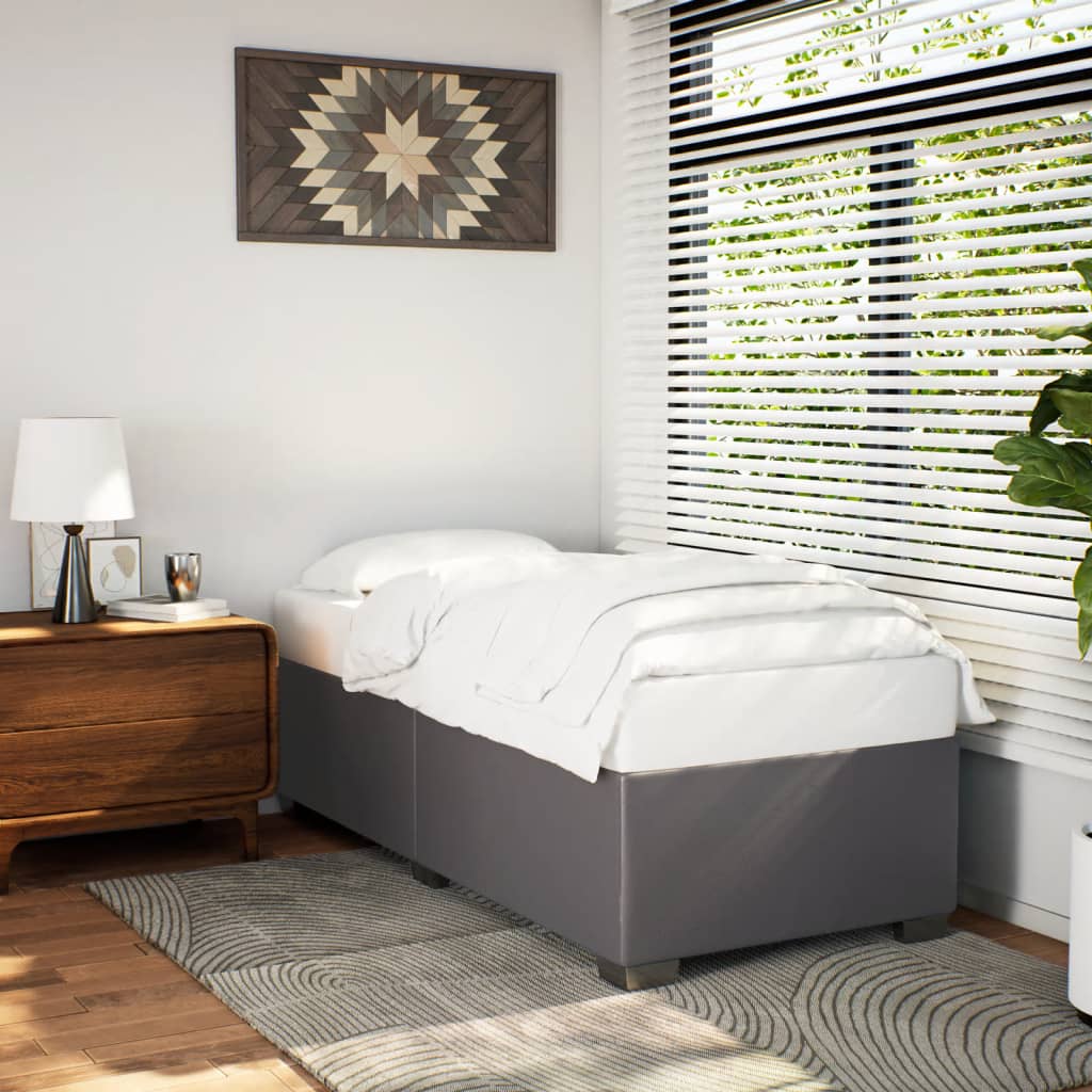 voodiraam, hall, 90x190 cm, kunstnahk