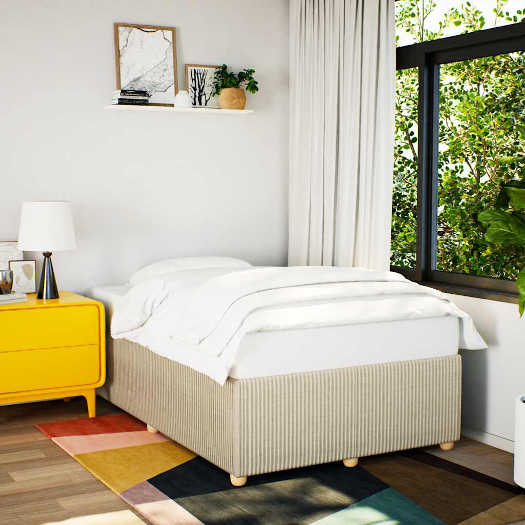 voodiraam ilma madratsiga, kreemjasvalgest, 120x190 cm, kangas