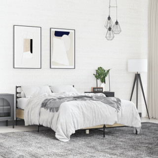 каркас кровати, дуб Сонома, 140 x 190 см, искусственное дерево и металл