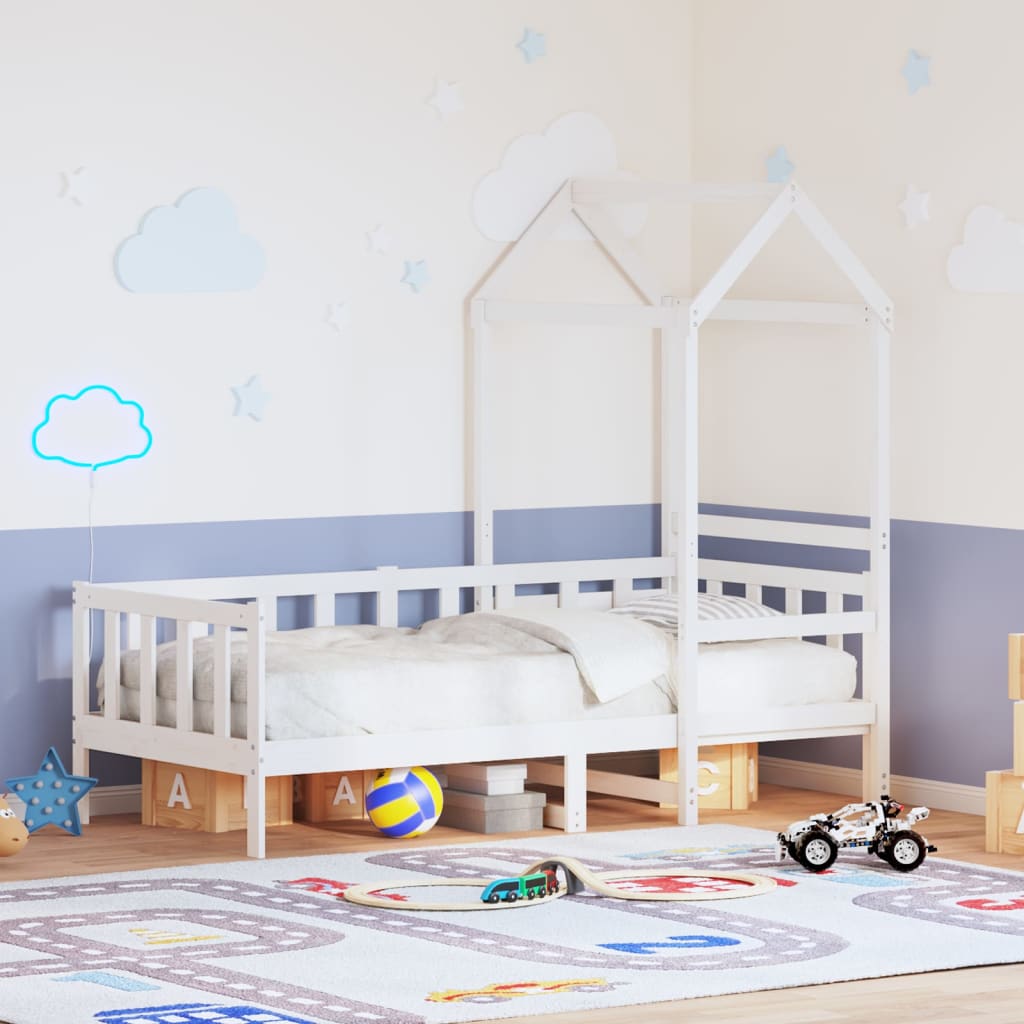 päevavoodi katusega ilma madratsita, valge, 80 x 200 cm, puit