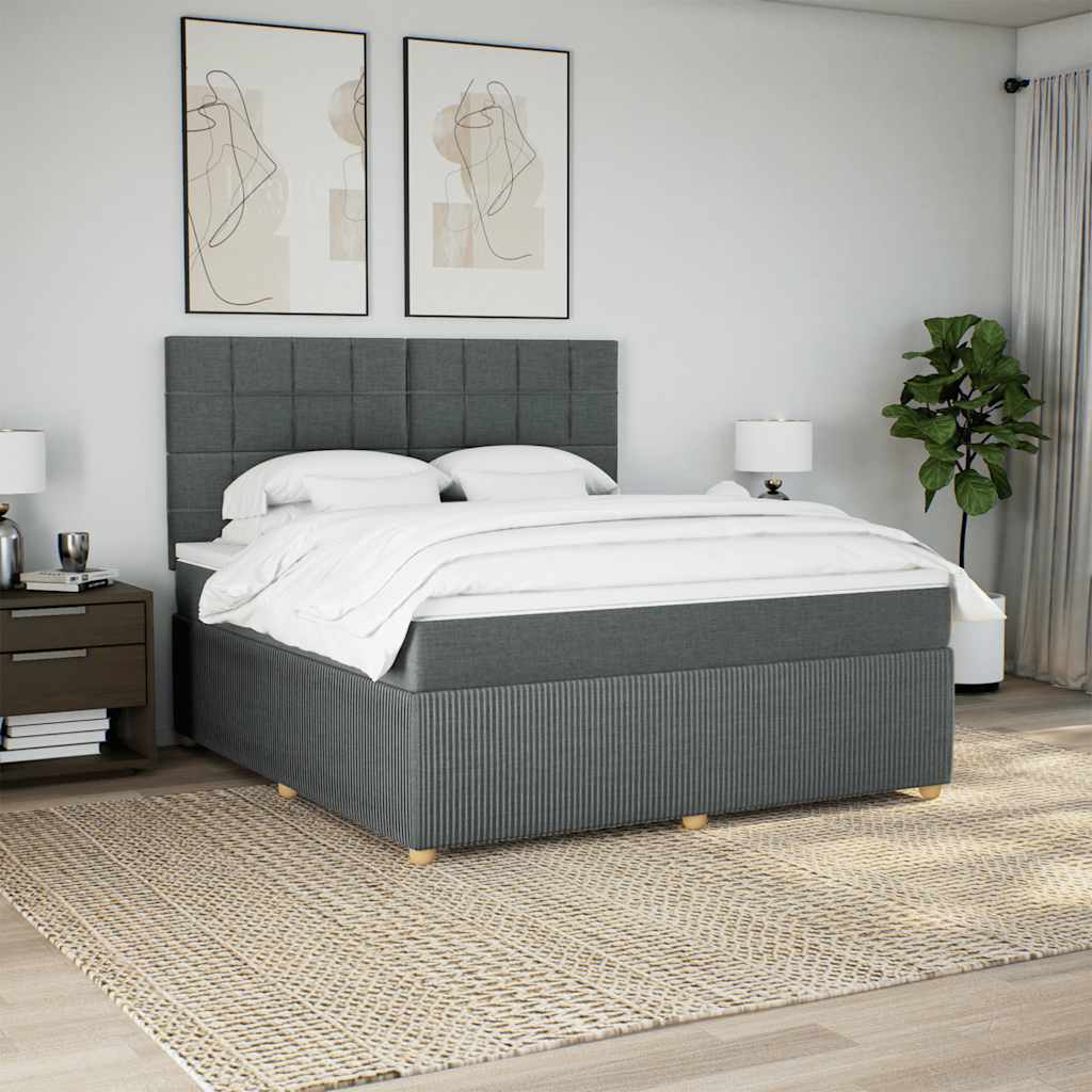 kontinentaalvoodi madratsiga, tumehall, 180x200 cm, kangas