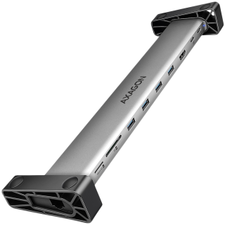 AXAGON HMC-10HLS, USB 5Gbps хаб, 4x USB-A, HDMI 4K/60Hz, RJ-45, SD/microSD, PD 100W, кабель USB-C 25см