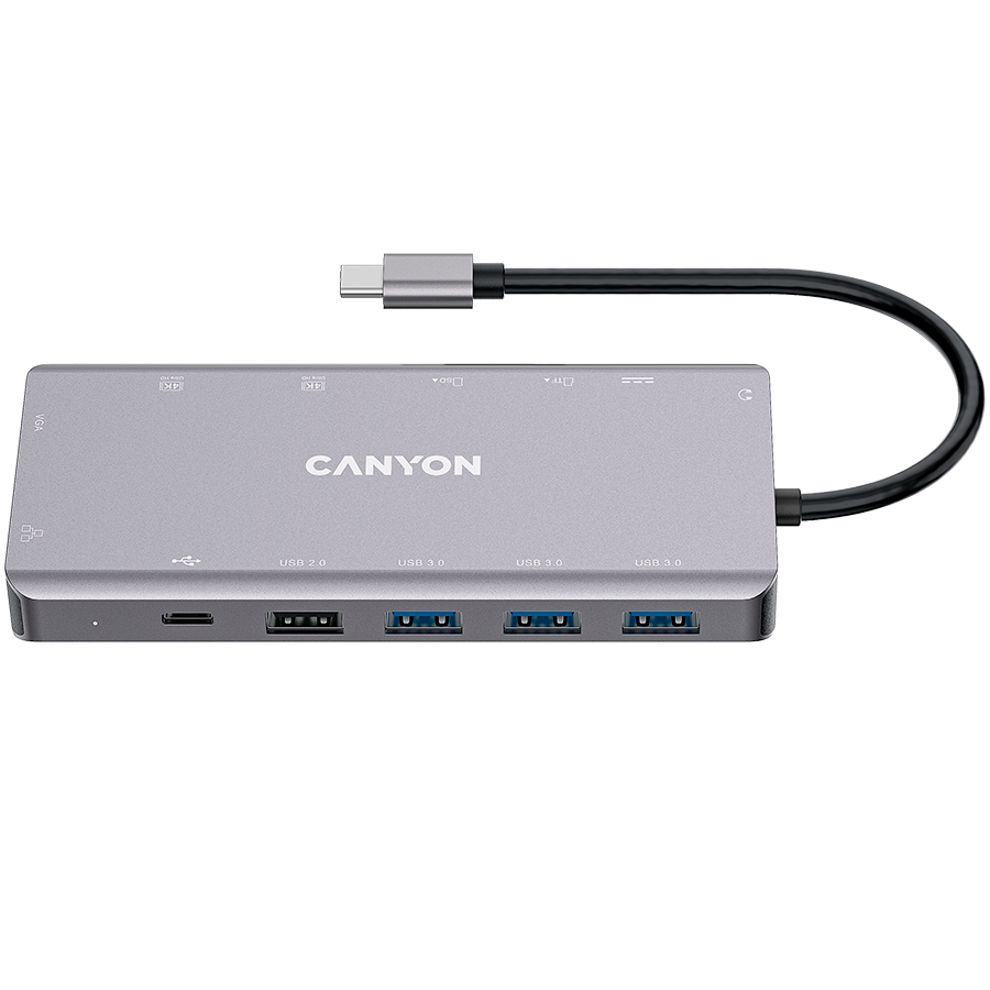 CANYON hub DS-12 13-в-1 4K USB-C Тёмно-серый