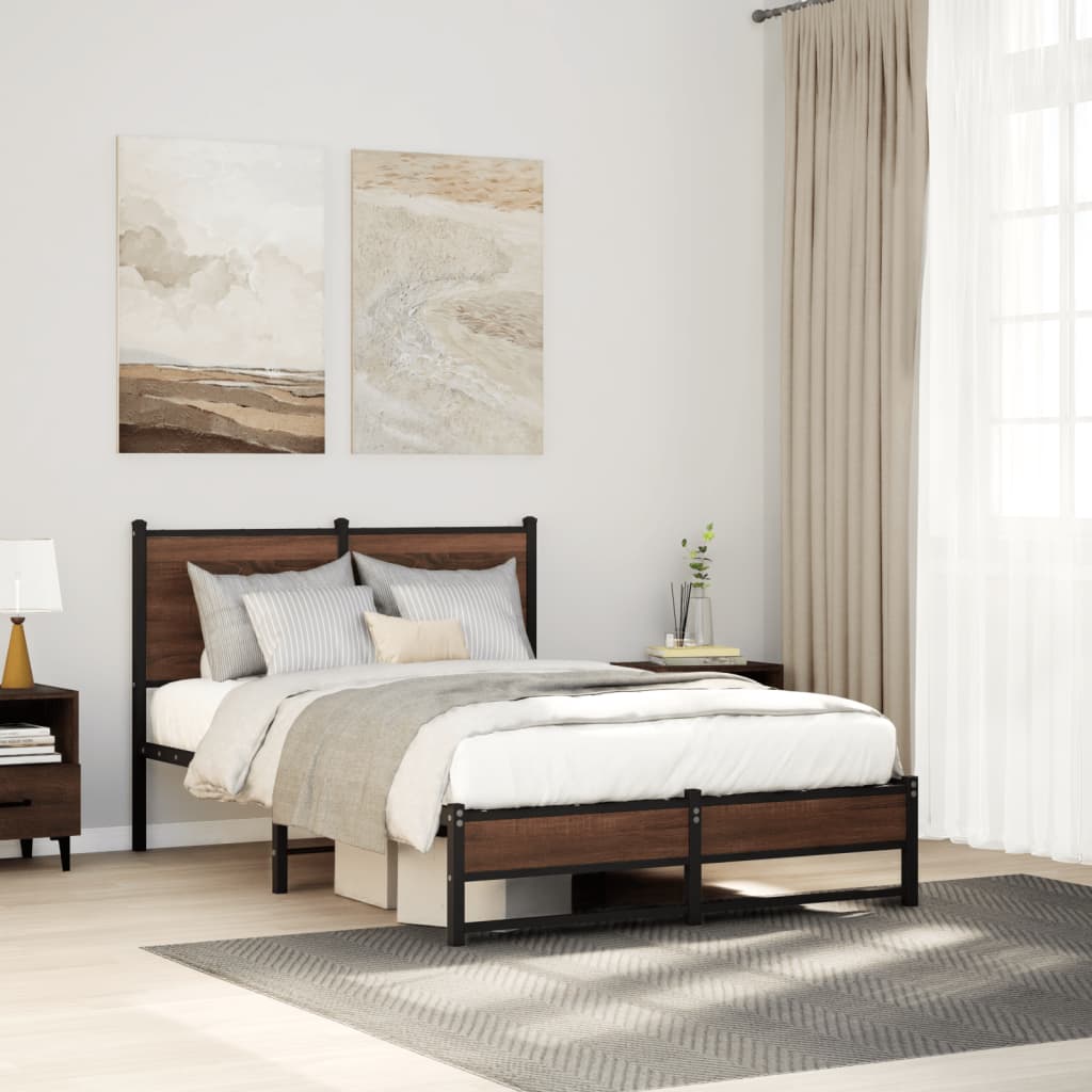 Metallist voodiraam ilma madratsita Pruun tamm 120x190 cm