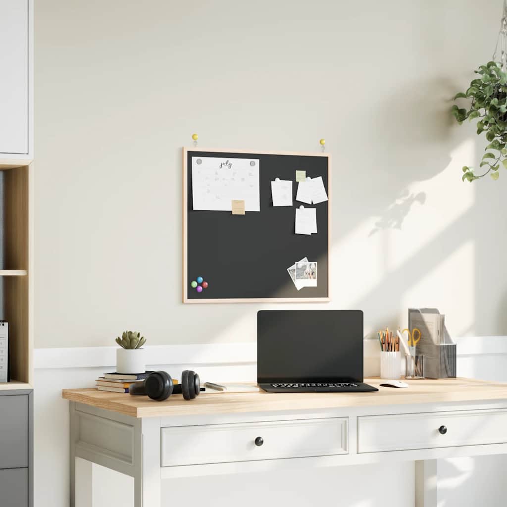 доска для записей с рамой из массива сосны, черная, 60x55 см