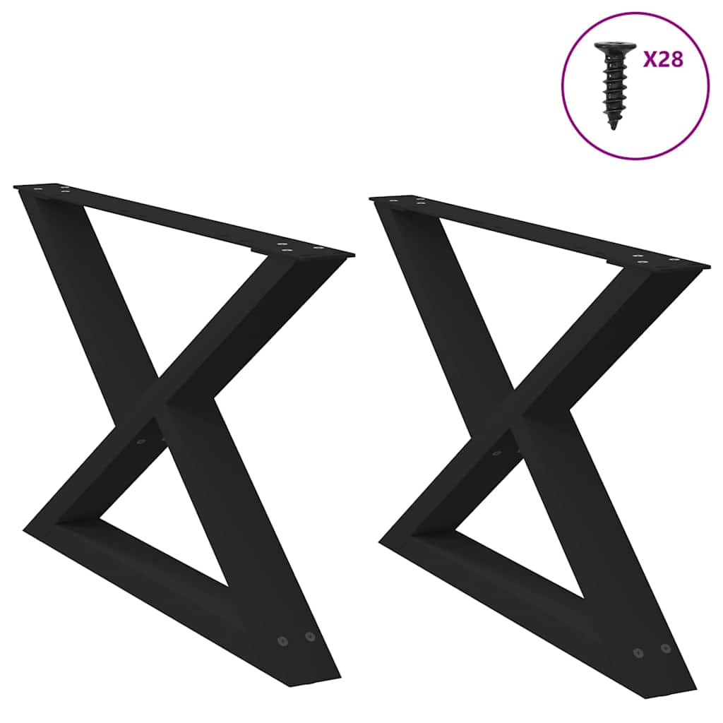 Ножки для кофейного столика, 2 шт, черные, 70 x (42-43,3) см, стальные