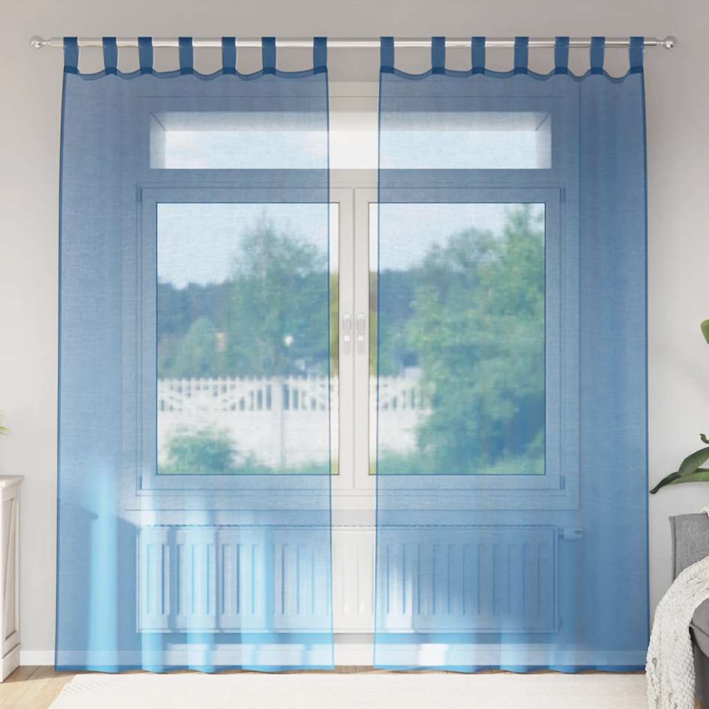 Aasadega Voile kardinad 2 tk Royal Blue 140x245 cm