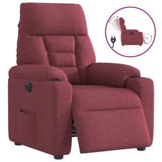 Электрическое кресло-реклайнер, винно-красный, ткань