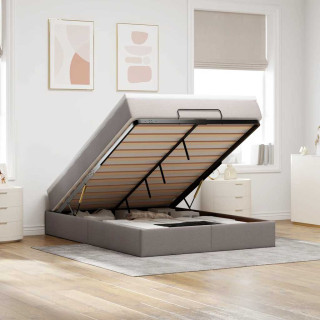 пуф-кровать с матрасом, коричневато-серый, 140x200 см, ткань