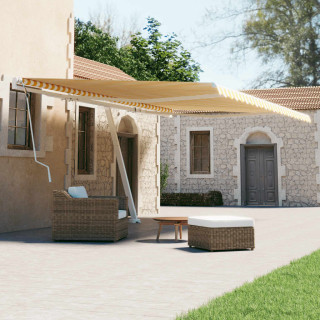 iseseisev käsitsitõmmatav varikatus, 600x300 cm, kollane/valge