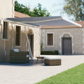 iseseisev käsitsitõmmatav varikatus, 400 x 300 cm, sinine/valge