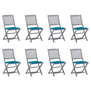 Складные садовые стулья 8 шт. с подушками, акация