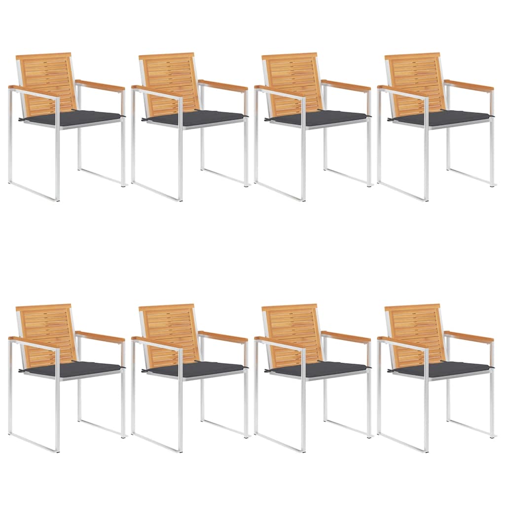 Садовые стулья с подушками, 8 шт, тиковое дерево