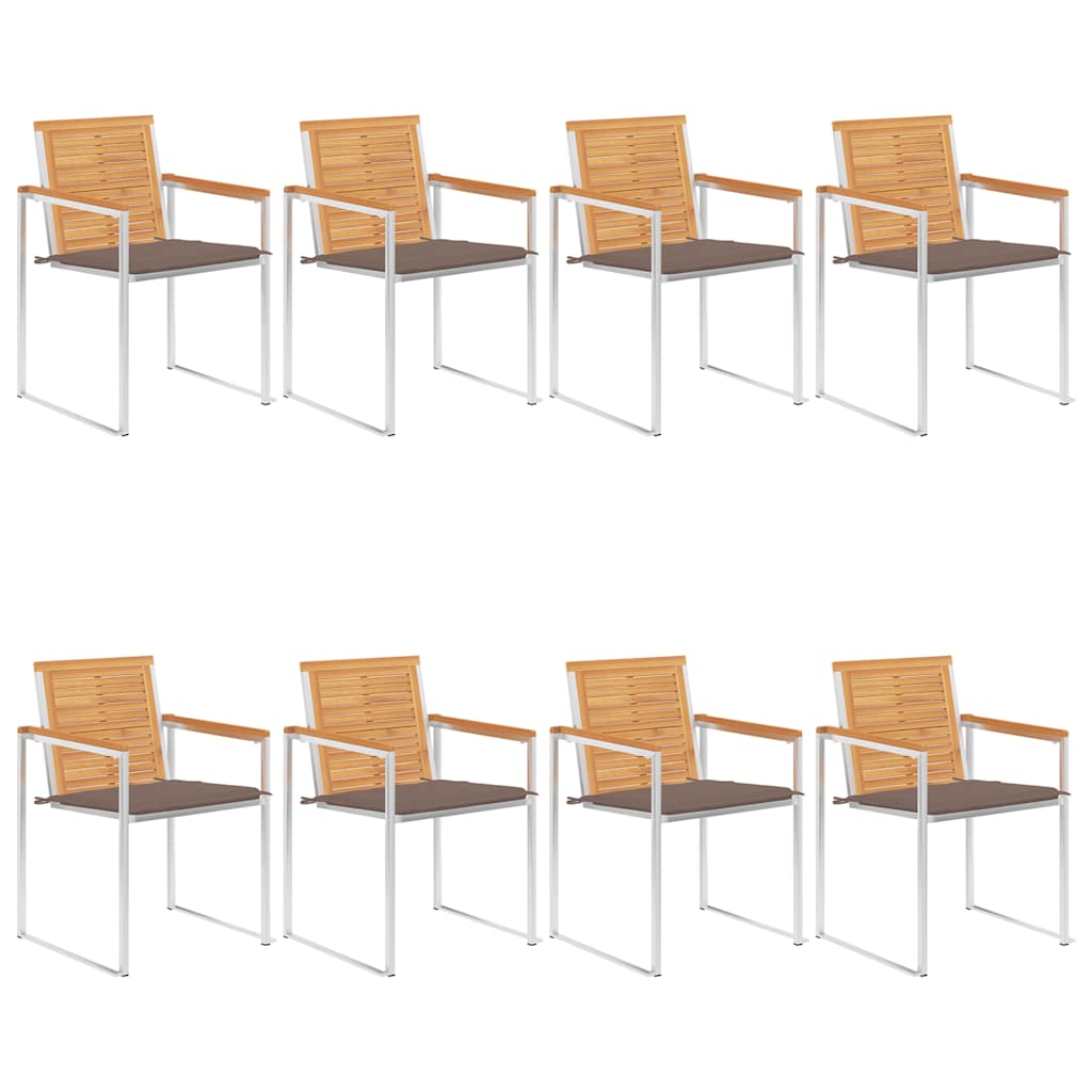 Садовые стулья с подушками, 8 шт, тиковое дерево