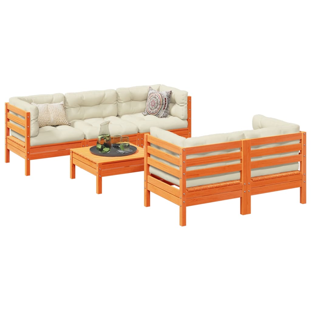 6-osaline aiadiivani komplekt patjadega, vahapruun, männipuit