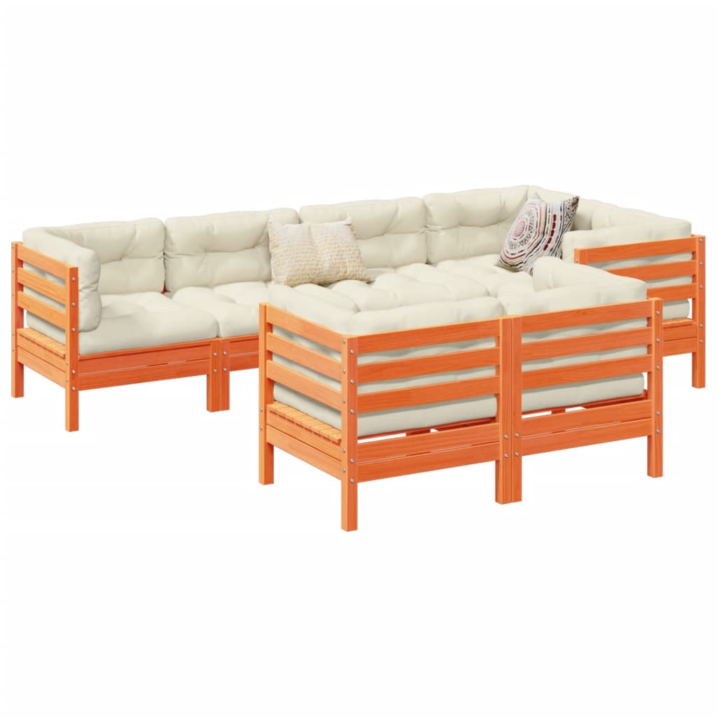 7-osaline aiadiivani komplekt patjadega, vahapruun, männipuit