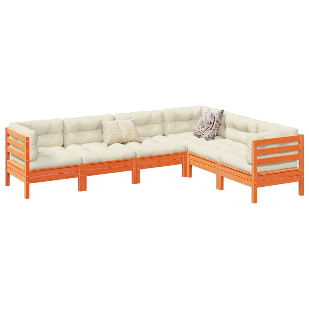 6-osaline aiadiivani komplekt patjadega, vahapruun, männipuit