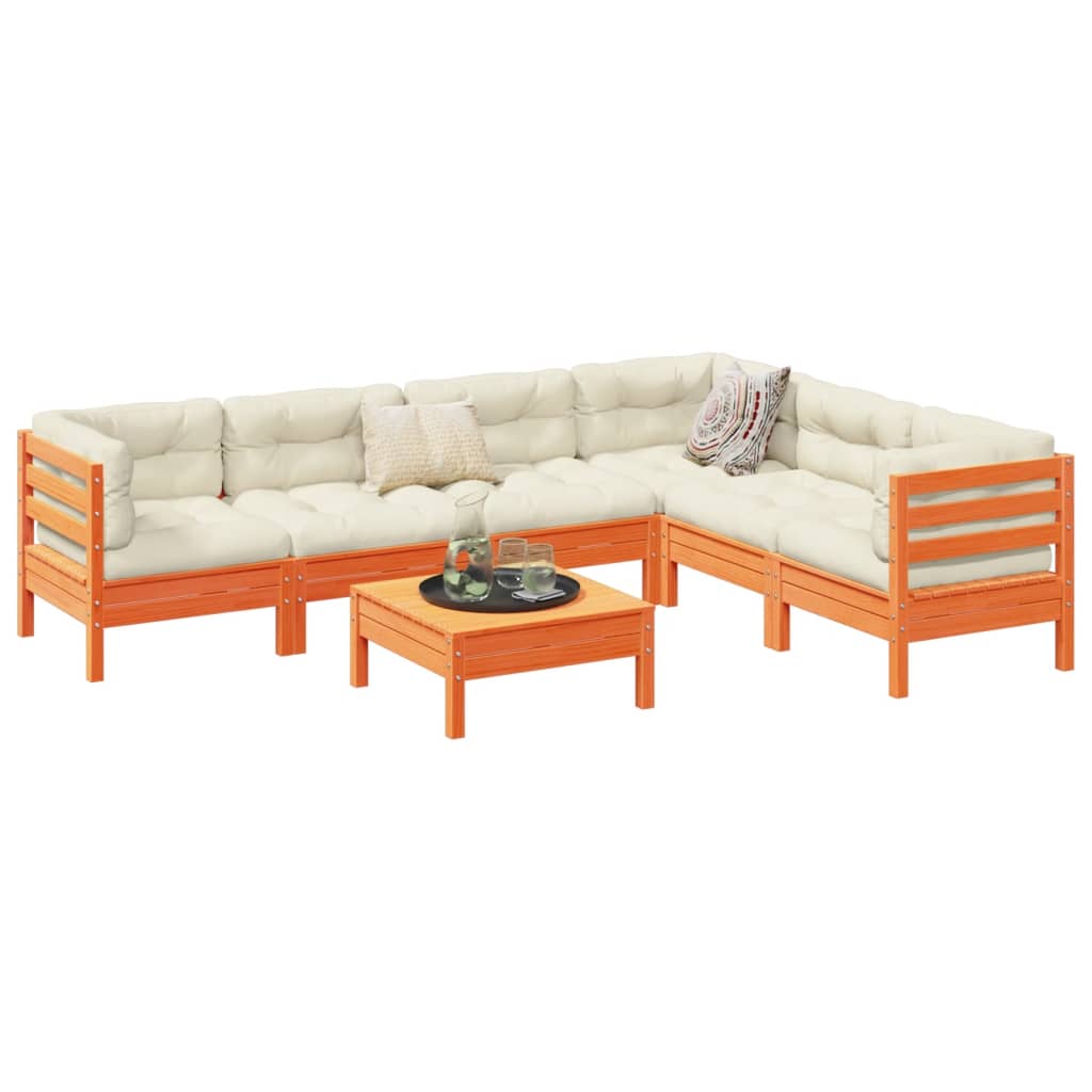 7-osaline aiadiivani komplekt patjadega, vahapruun, männipuit