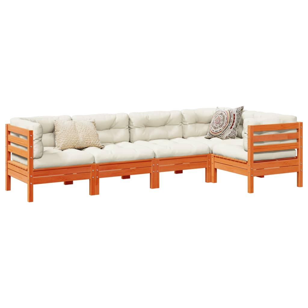 5-osaline aiadiivani komplekt patjadega, vahapruun, männipuit