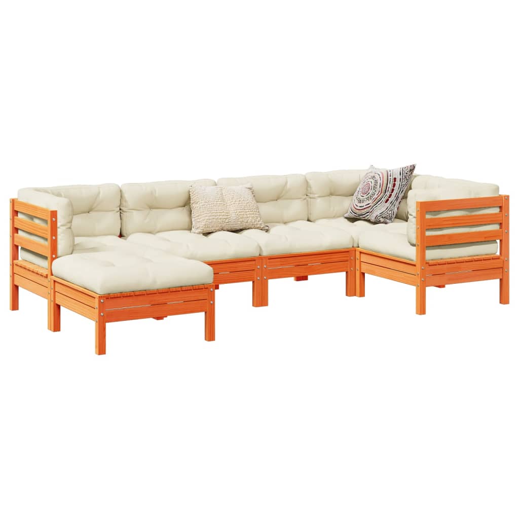 6-osaline aiadiivani komplekt patjadega, vahapruun, männipuit