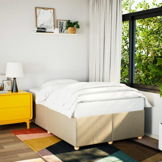 voodiraam ilma madratsiga, kreemjasvalgest, 120x190 cm, kangas