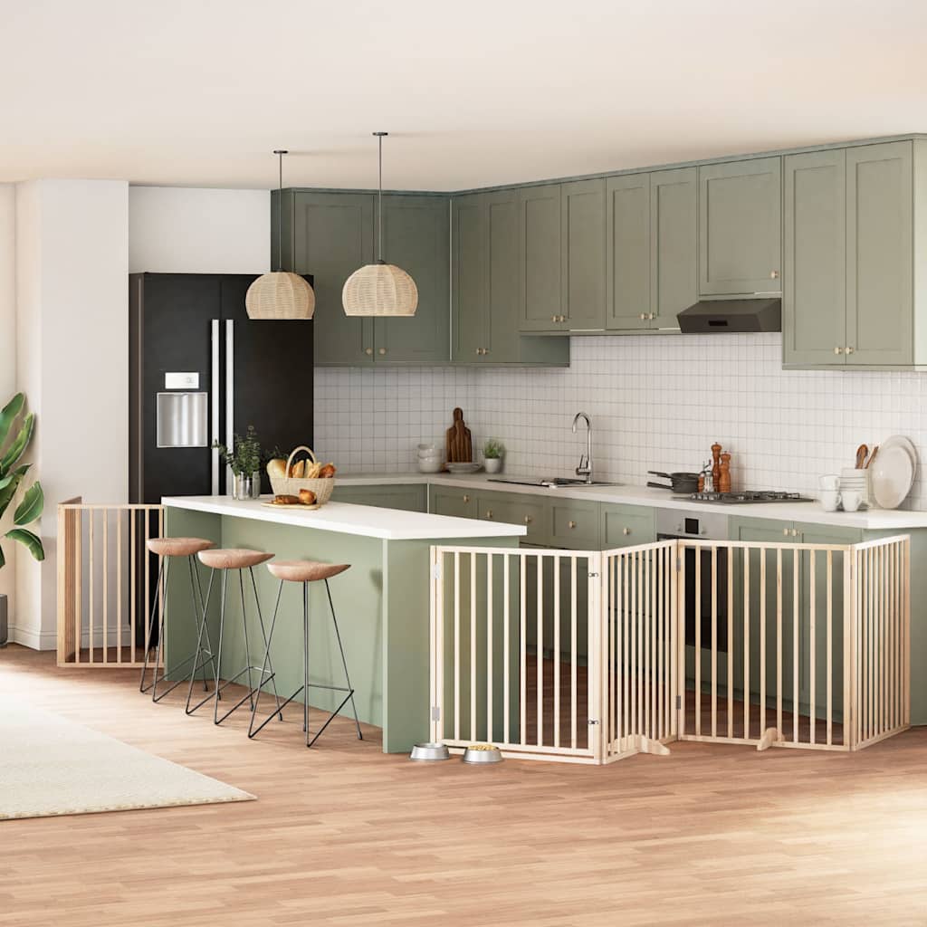 kokkupandav koeravärav uksega, 12 paneeli, 960 cm, paplipuit