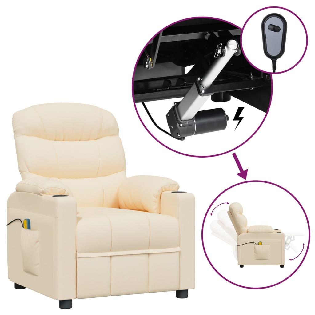 Электрическое массажное кресло, кремовое, ткань