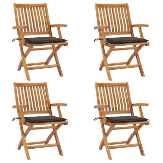 kokkupandavad aiatoolid patjadega, 4 tk, tiikpuu