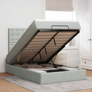 Каркас пуфа с матрасами, светло-серый, 120x200 см, бархат