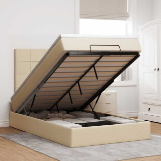 Каркас пуфа с матрасом, кремовый, 120x200 см, ткань