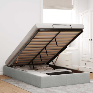 Каркас пуфа без матраса, светло-серый, 120x200 см, бархат