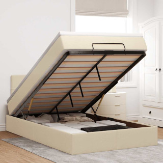 ottomani voodi madratsiga, kreemjas, 120x200 cm, kangas