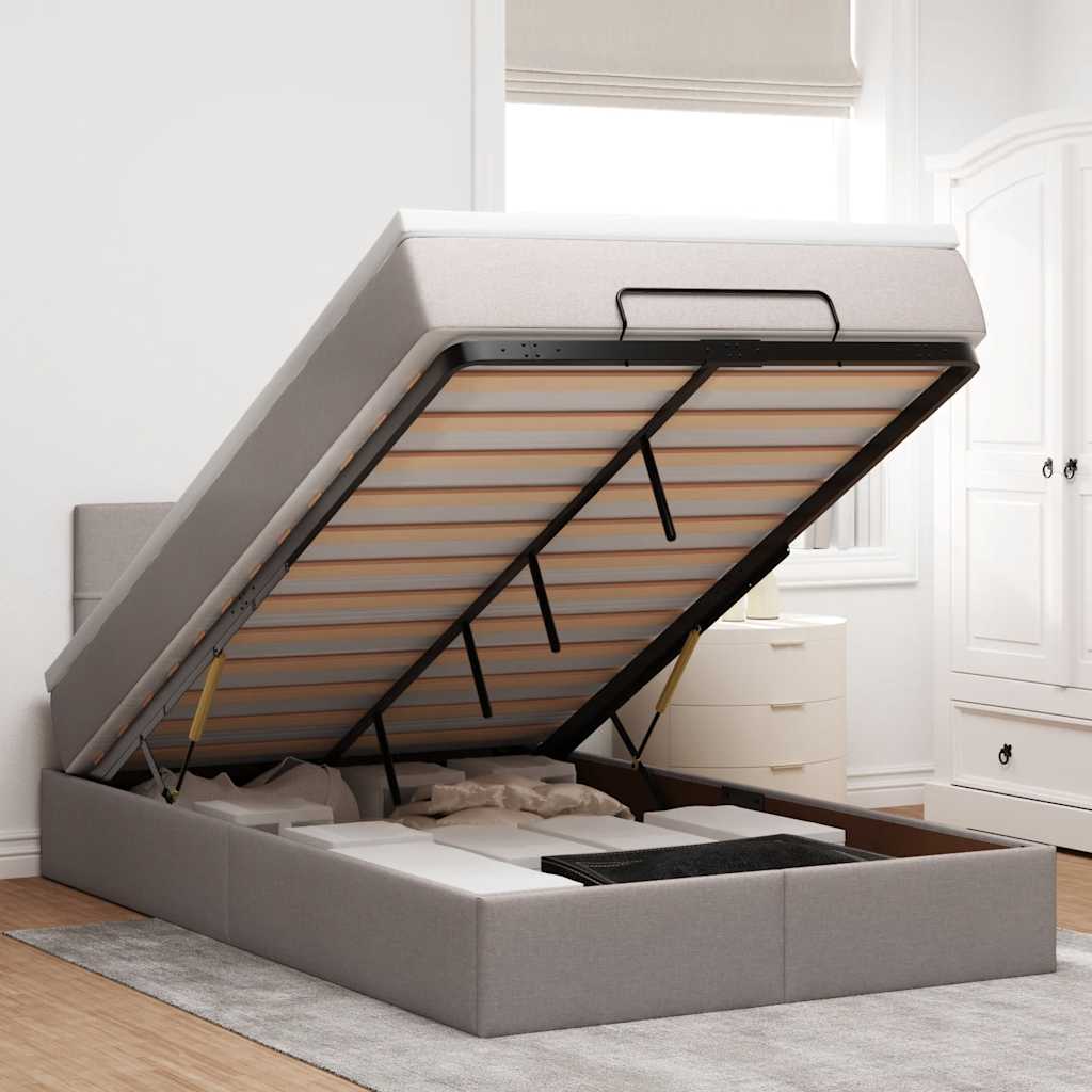 ottomani voodi madratsiga, pruunikashall, 120x200 cm, kangas