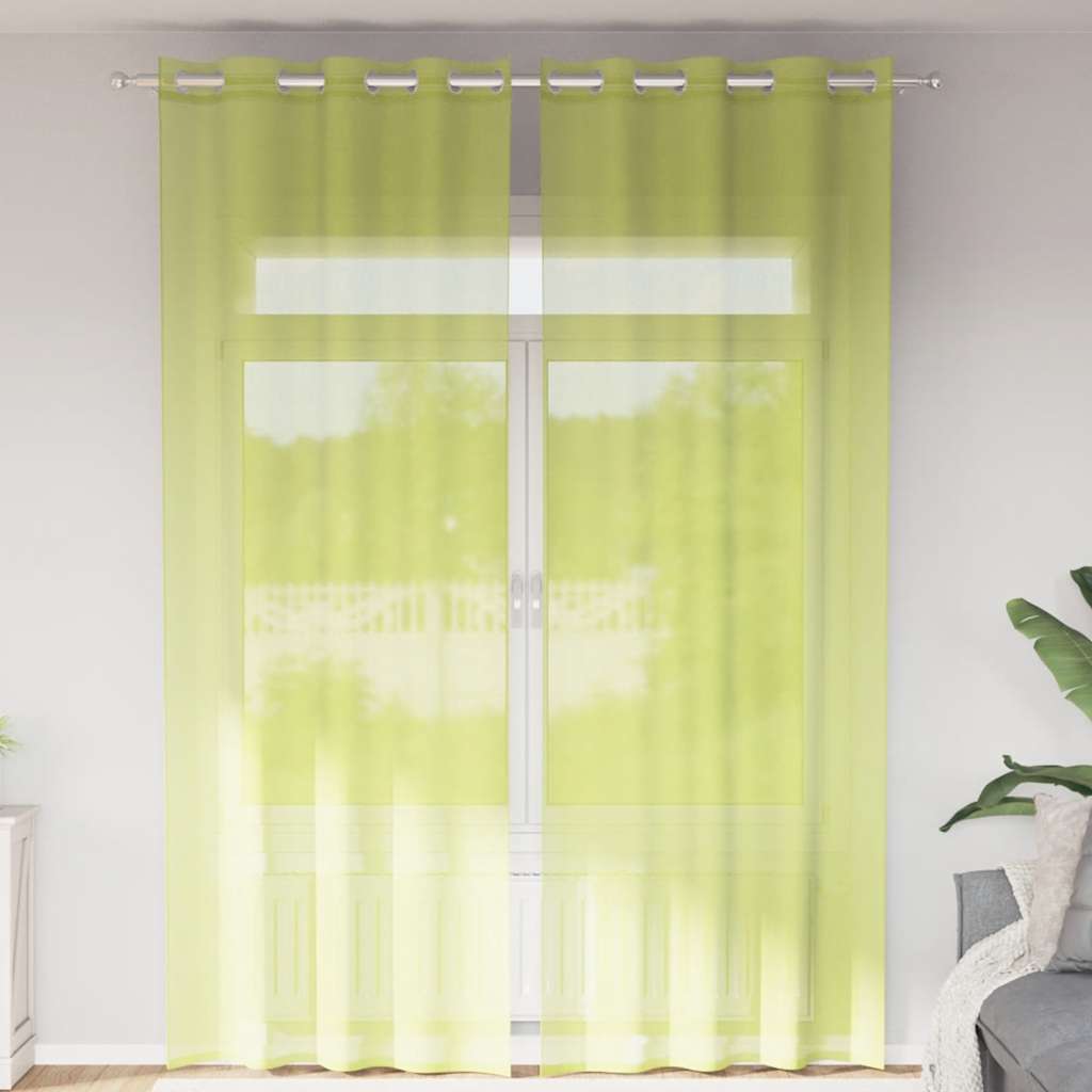 Voile kardinad rõngastega 2 tk Apple Green 140x260 cm