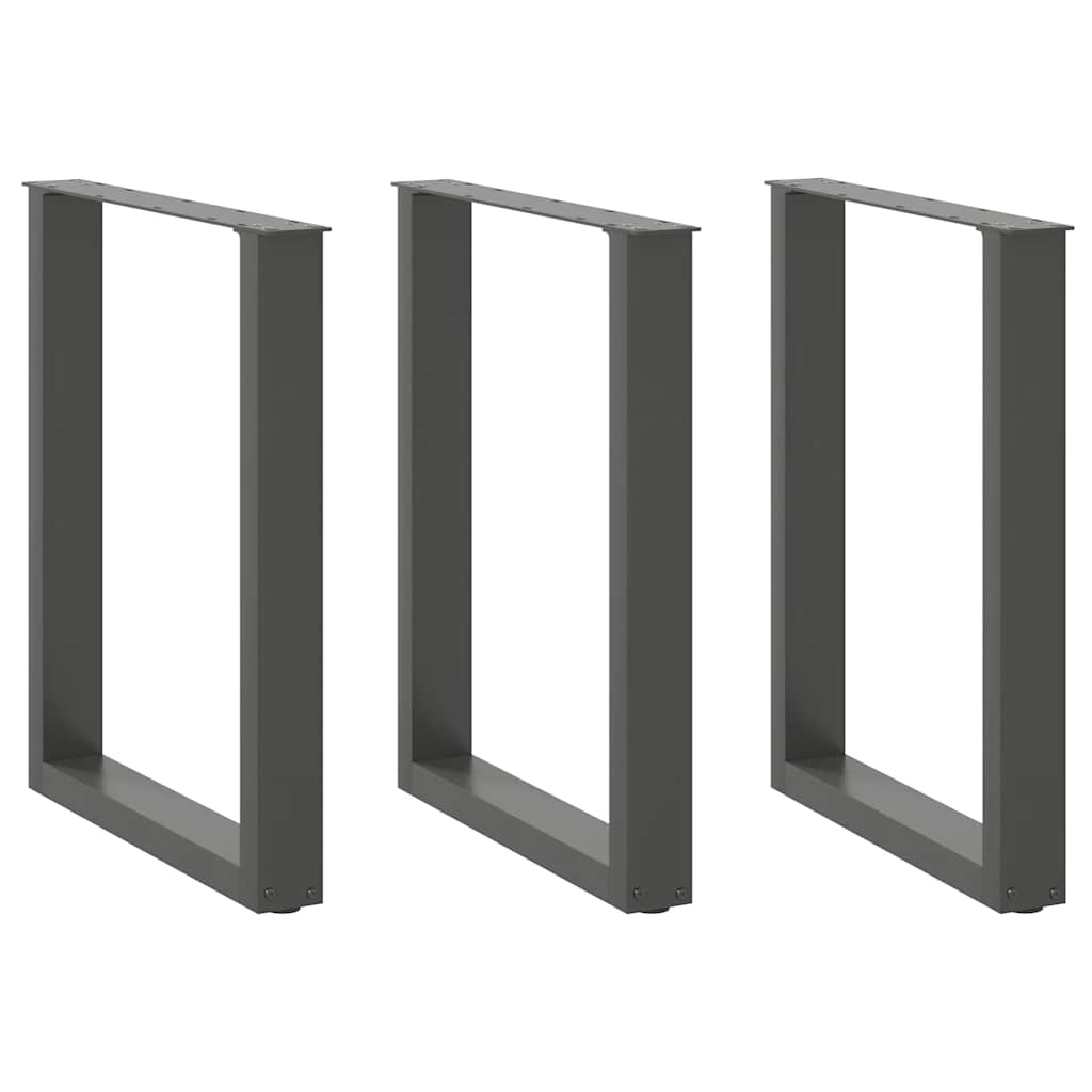 Ножки для обеденного стола U-образные, 3 шт, антрацитово-серые, 70 x (72–73) см, сталь